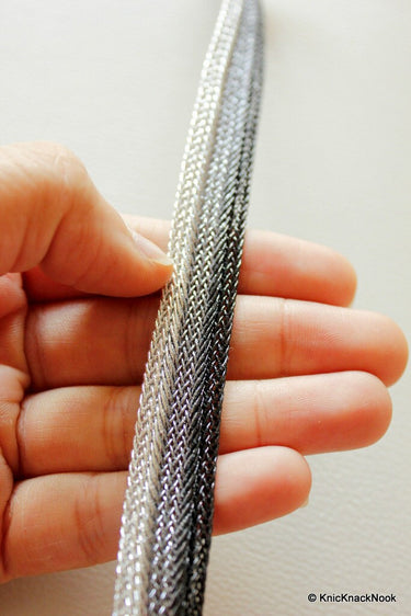 Black, Grey And Silver Thread Lace Trim, Approx. 15 mm wide - 030315L50